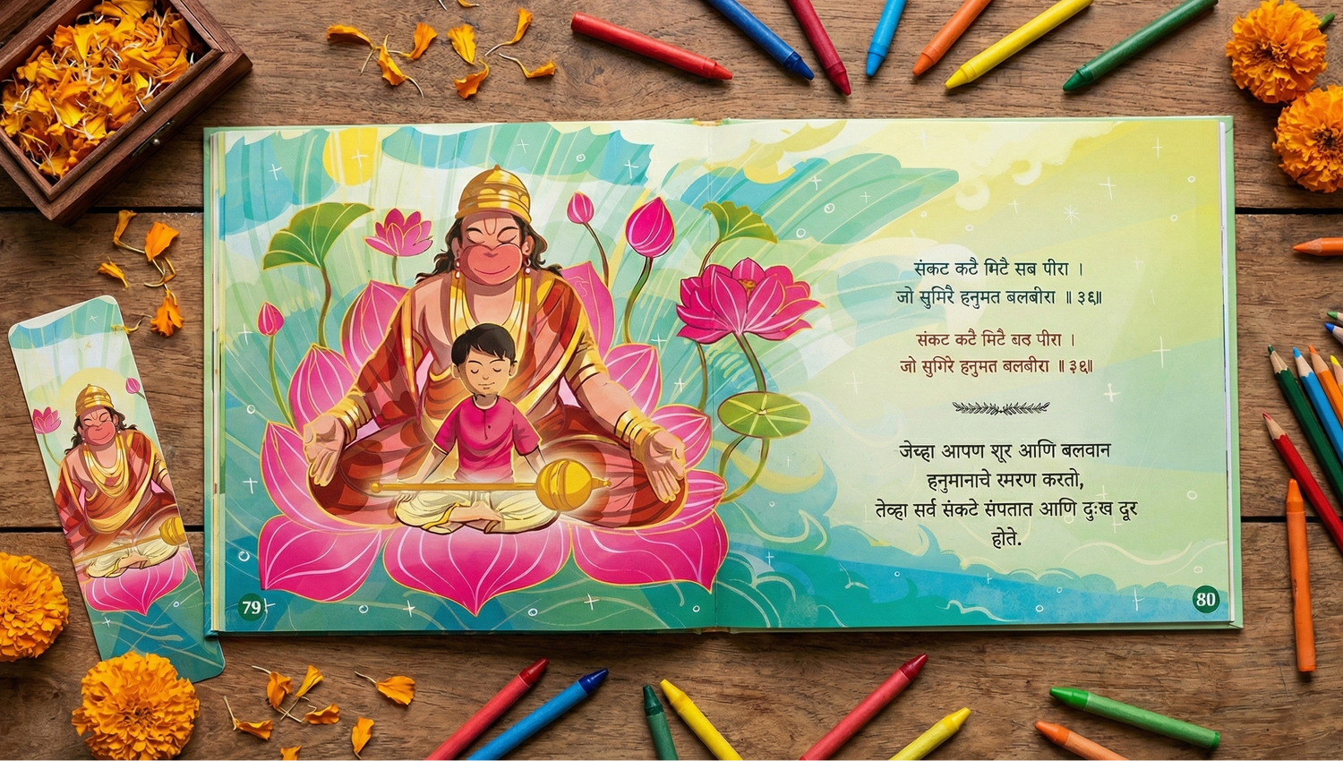 Magical Hanuman Chalisa for Kids in Marathi with Beautiful Illustrations (Ages 3 to 12)