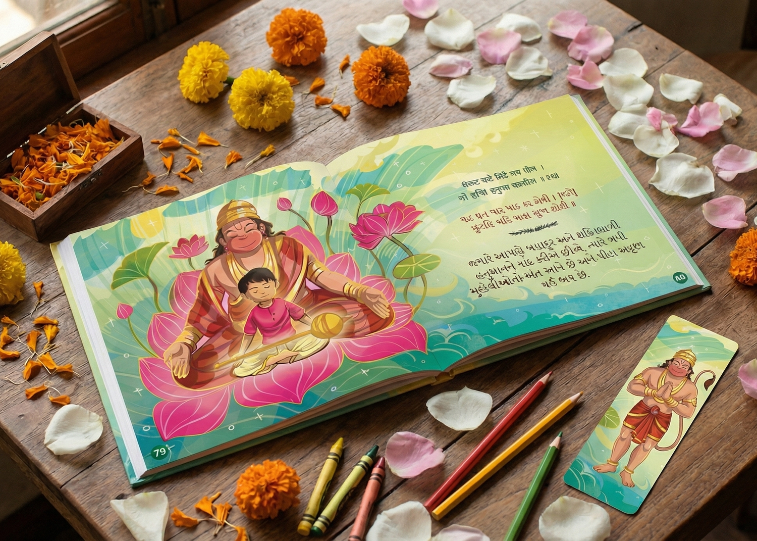Magical Hanuman Chalisa for Kids in Gujarati with Beautiful Illustrations (Ages 3 to 12)