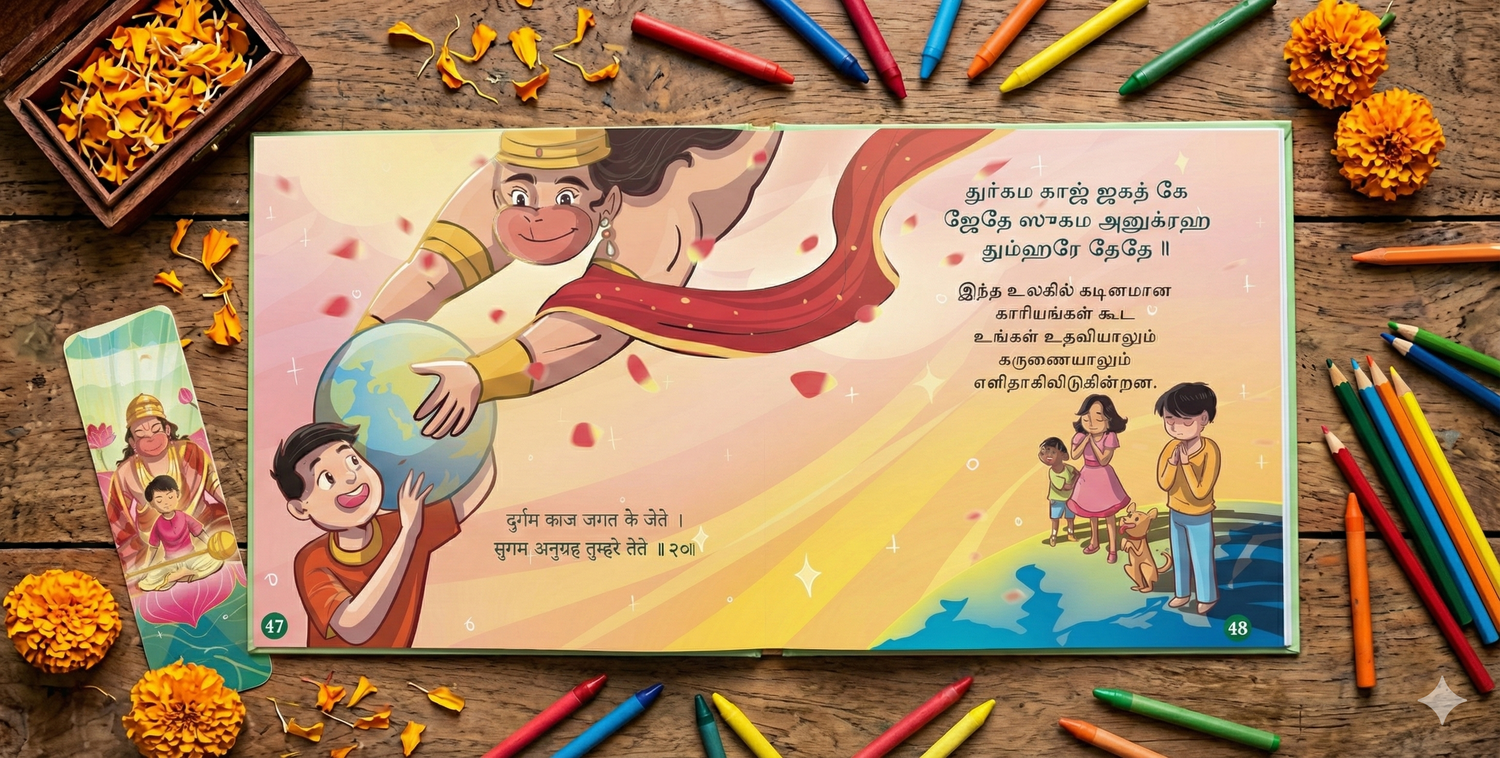 Magical Hanuman Chalisa for Kids in Tamil with Beautiful Illustrations (Ages 3 to 12)