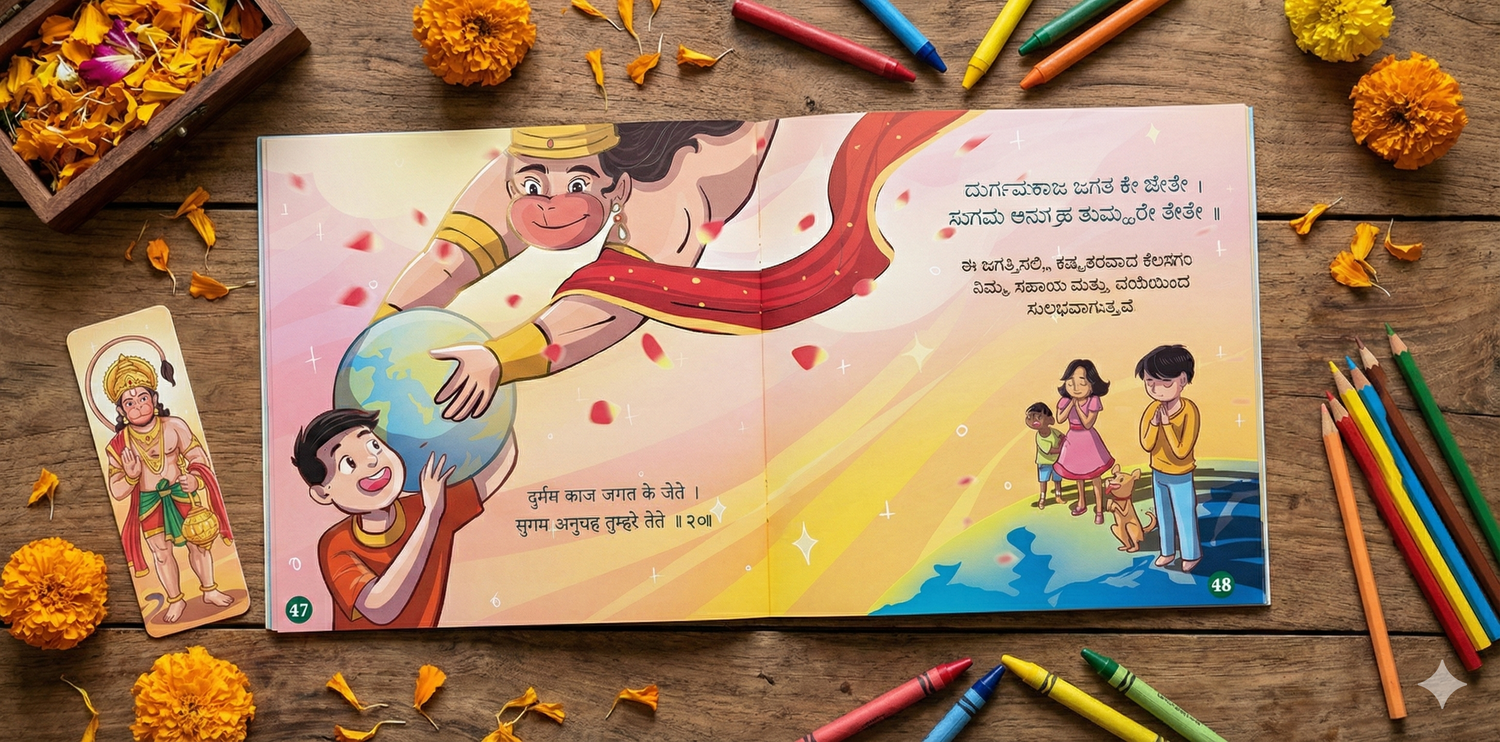 Magical Hanuman Chalisa for Kids in Kannada with Beautiful Illustrations (Ages 3 to 12)
